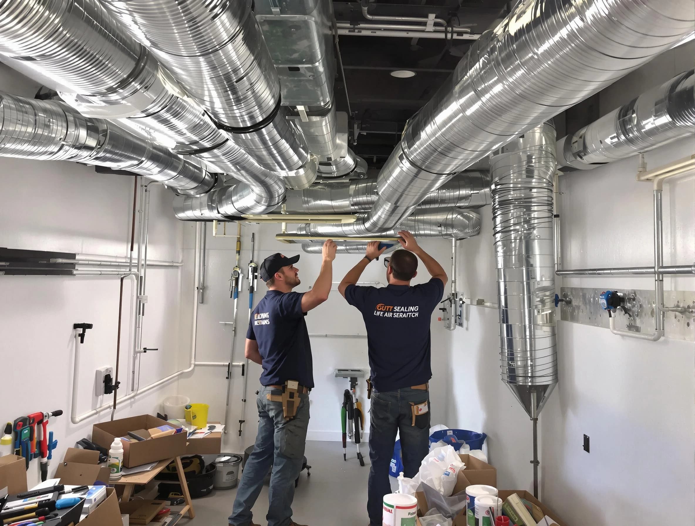 Ashland Air Duct Cleaning technician applying professional duct sealing solutions in Ashland