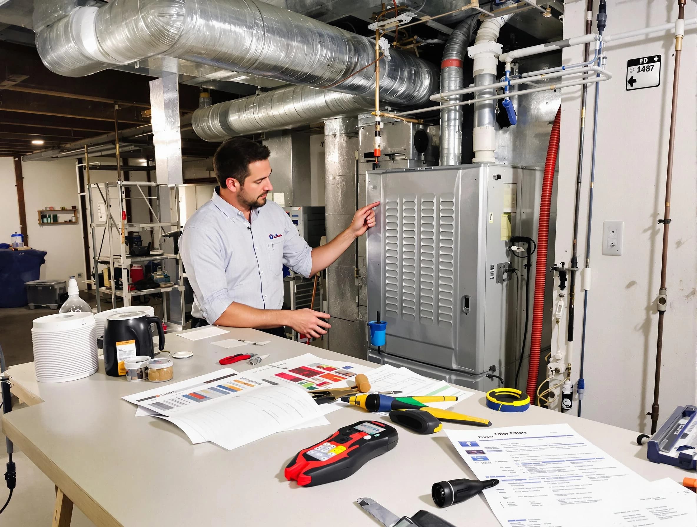 Ashland Air Duct Cleaning inspector conducting detailed filter system evaluation using professional diagnostic tools in Ashland