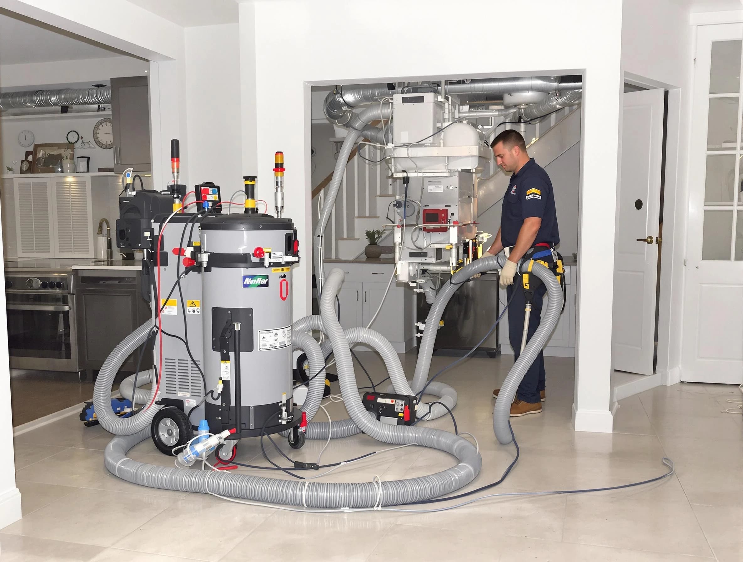 Ashland Air Duct Cleaning technician operating negative pressure cleaning equipment for thorough duct maintenance in Ashland