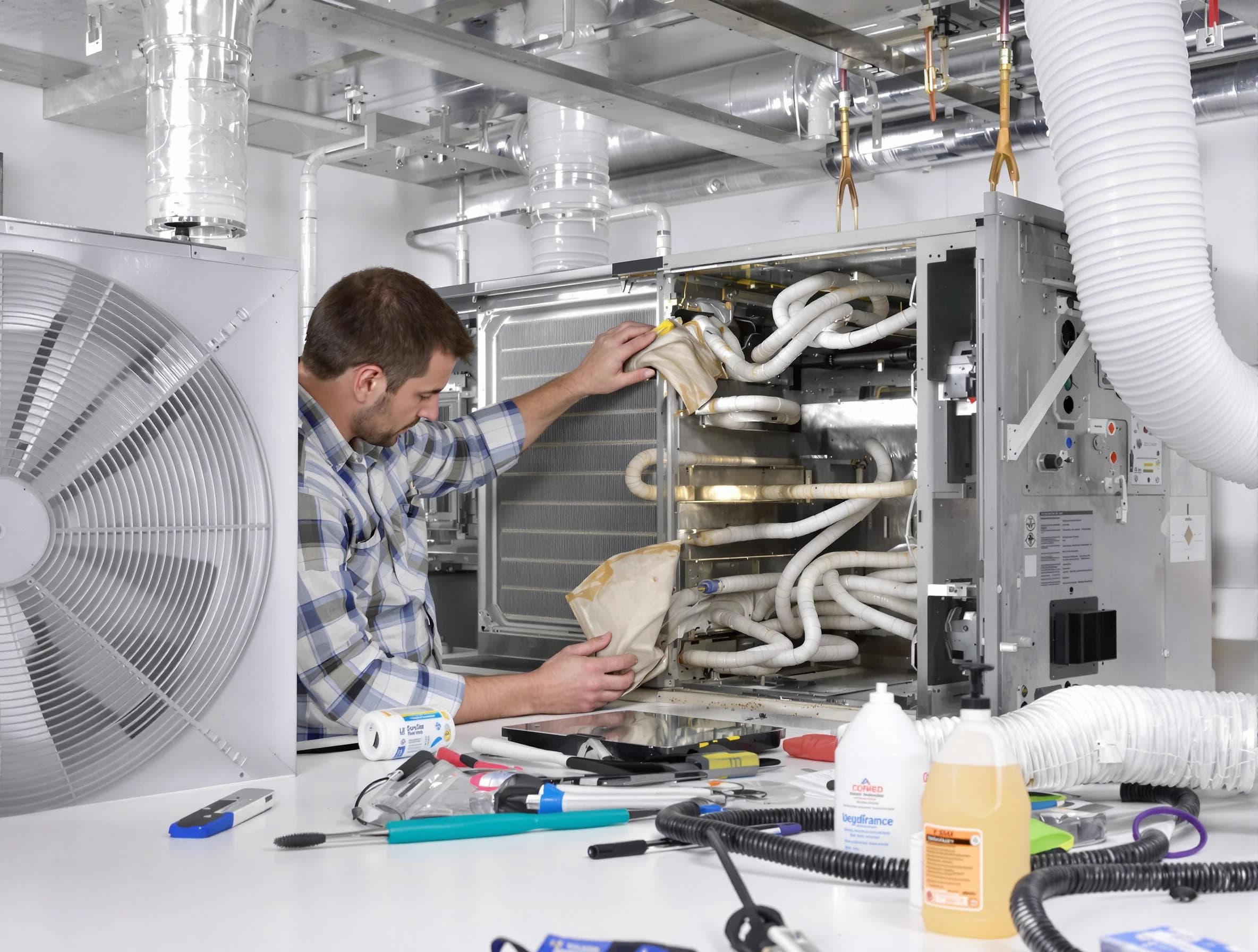 Ashland Air Duct Cleaning specialist performing precision AC coil cleaning in Ashland