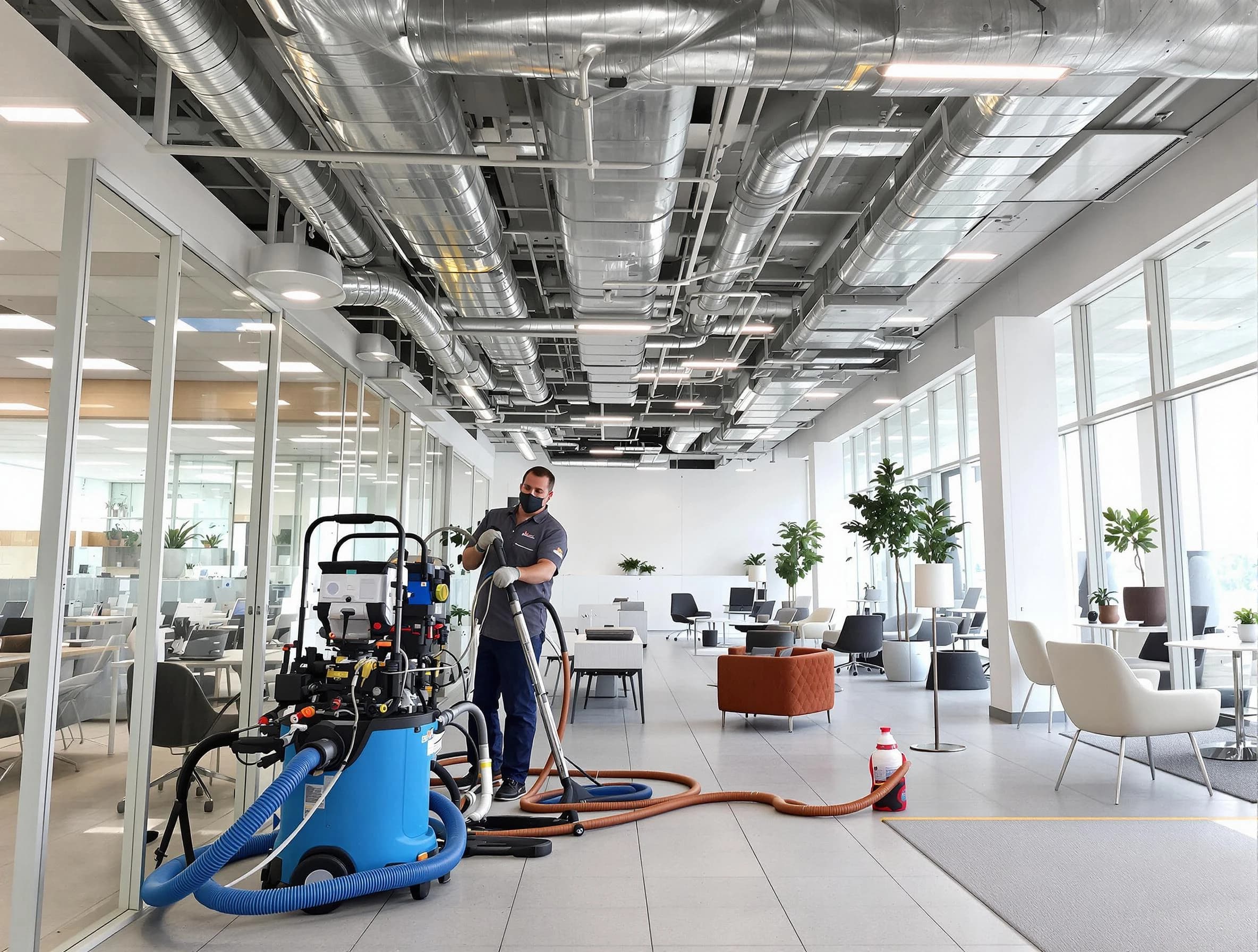 Ashland Air Duct Cleaning team conducting comprehensive commercial duct cleaning at a business location in Ashland