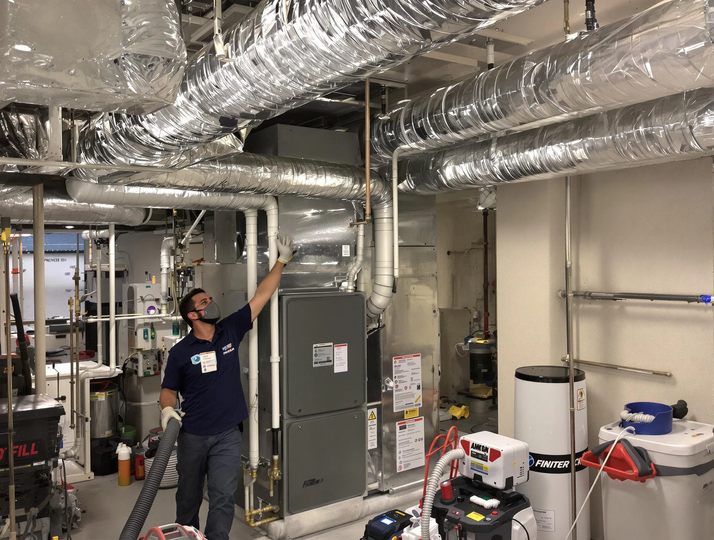 Ashland Air Duct Cleaning specialist performing thorough furnace duct cleaning in a Ashland residence