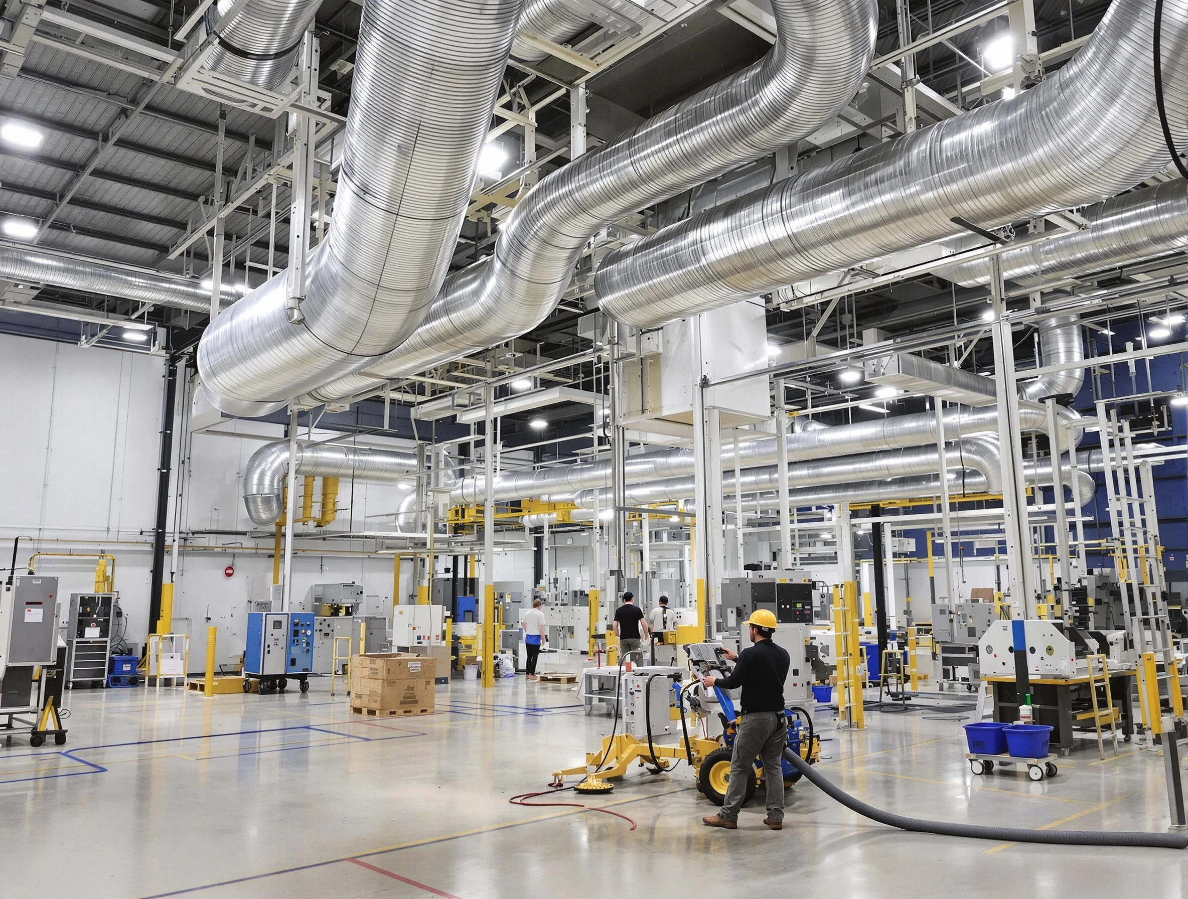 Ashland Air Duct Cleaning team performing comprehensive industrial duct cleaning at a large facility in Ashland